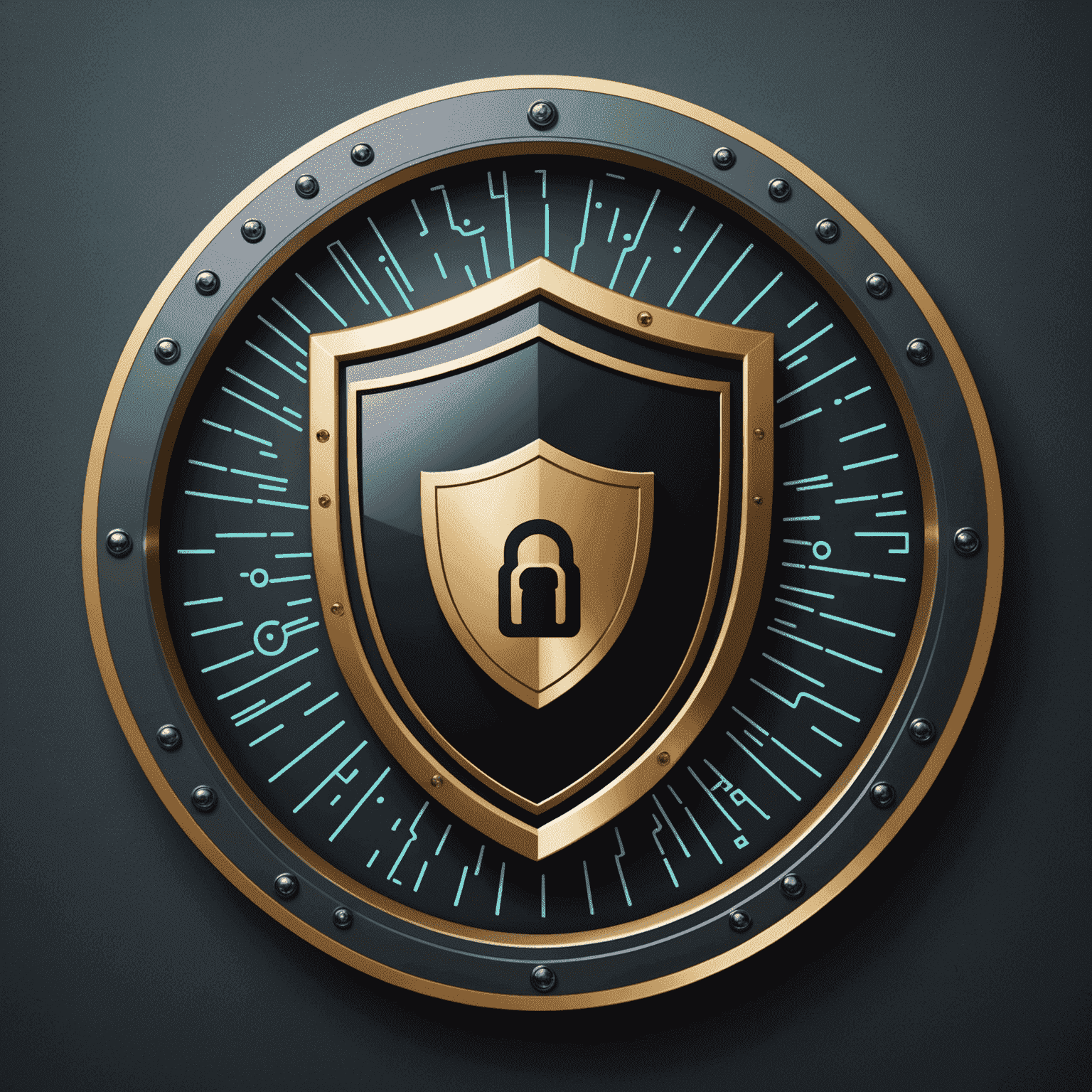 A shield icon overlaying a digital lock, representing CoreFirst's commitment to cybersecurity in online banking